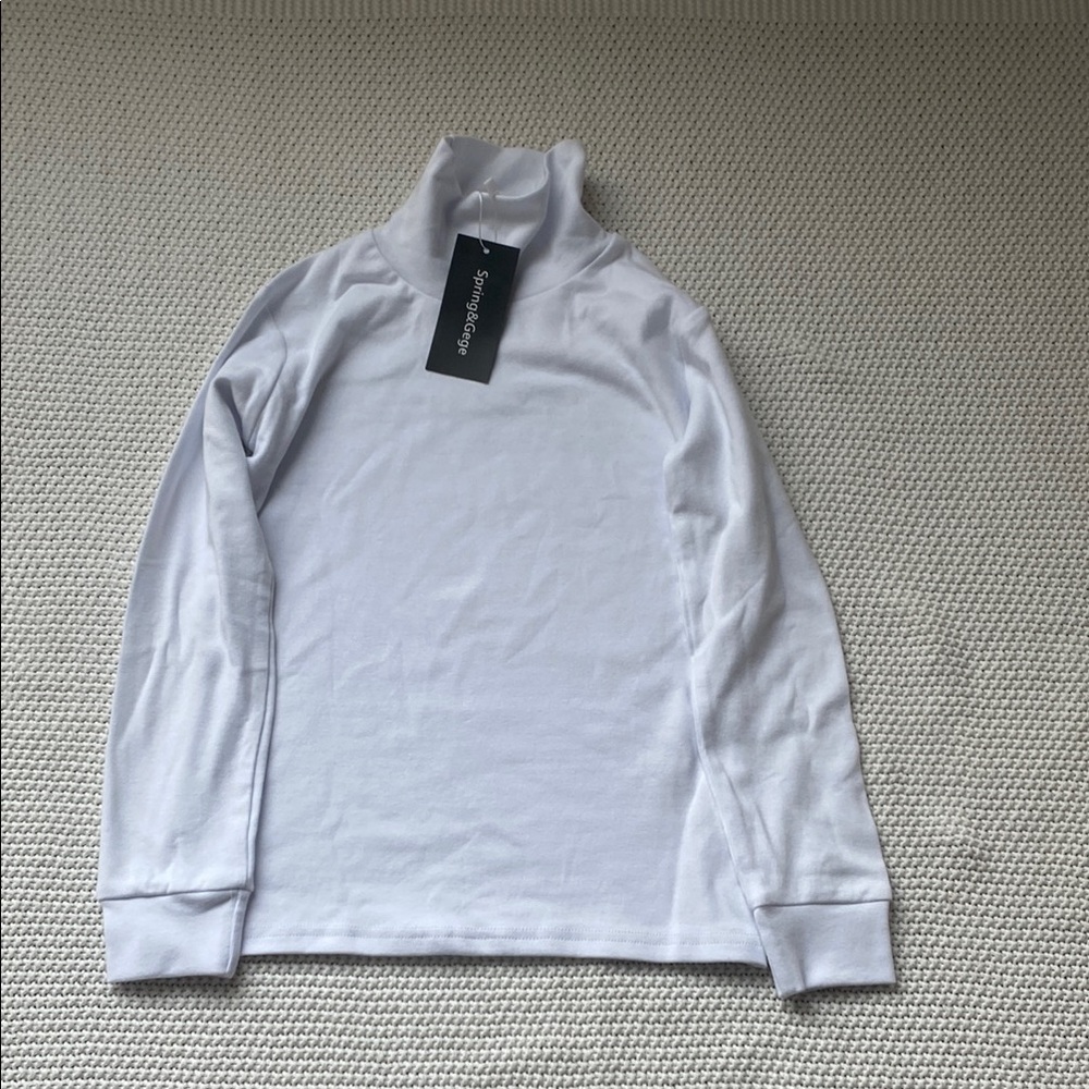 White Long Sleeve Turtleneck Tee